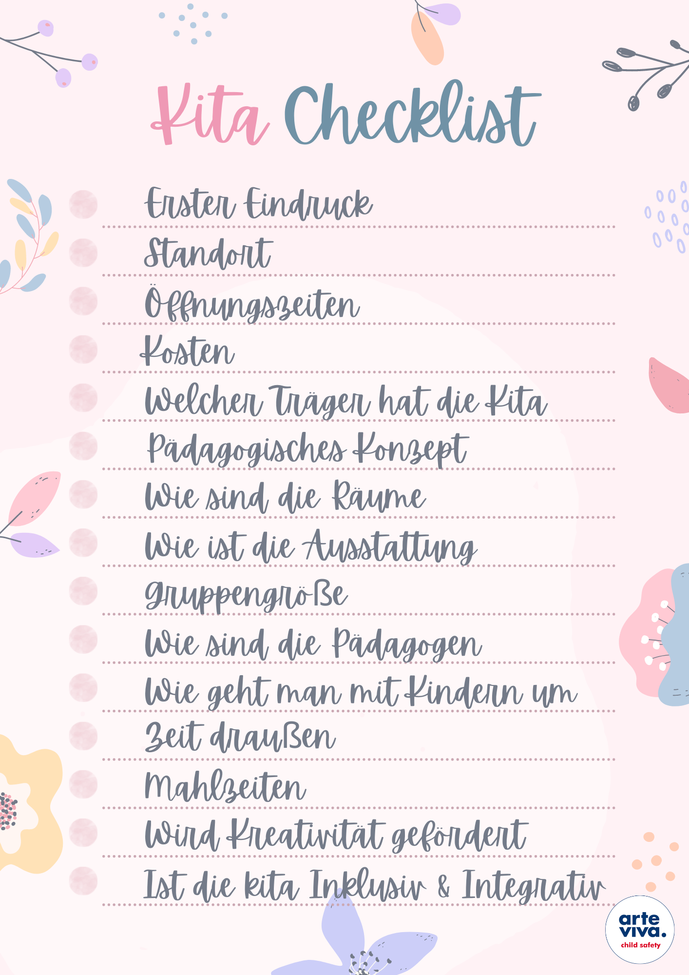 Checkliste So finden Sie richtige Kita für Ihr Kind ARTE VIVA