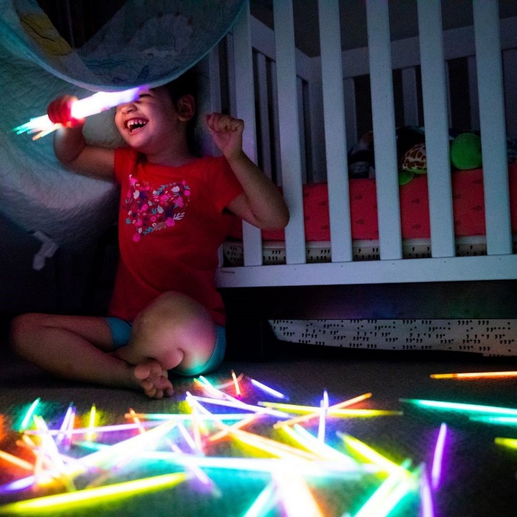 glowsticks and child