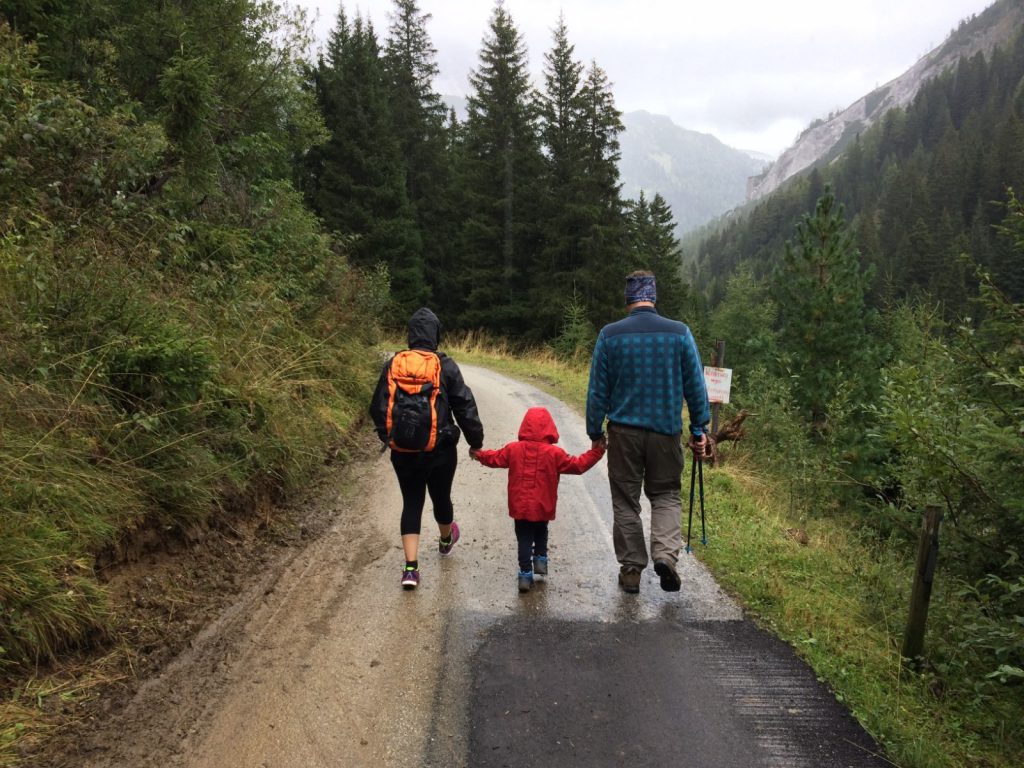 family going on a walk